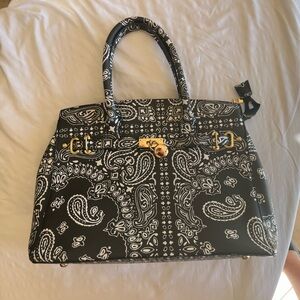 Black and White Paisley Tote Bag